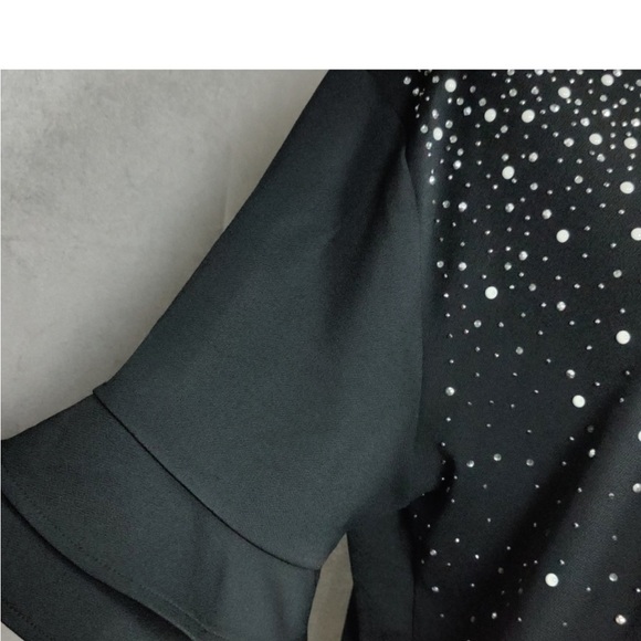 New York & Company Embellished Top with triple ruffle sleeves- XL - Picture 3 of 8